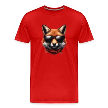 Fuchs Mit Sonnenbrille, Digitale Kunst, Wildtier - Männer Premium Bio T-Shirt - Rot - Vorne - Damien (186cm)