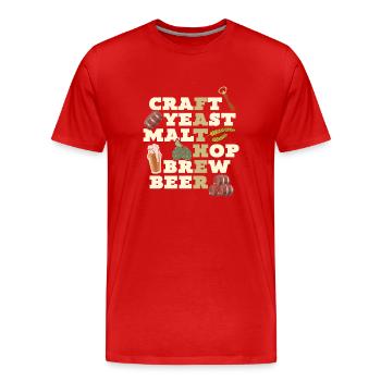 Bière artisanale de brasserie de houblon de malt à la levure artisanale - Parfait pour - T-shirt bio Premium Homme - rouge - Devant - Damien (186cm)