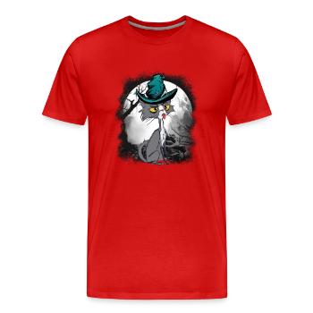 Chat magique chats sorcier conte de fées personnage conte de fées - T-shirt bio Premium Homme - rouge - Devant - Damien (186cm)