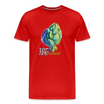 ARTischocke - Männer Premium Bio T-Shirt - Rot - Vorne - Damien (186cm)