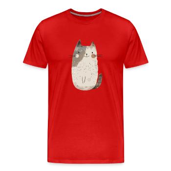 Niedliche skurrile Katzenillustration - Entzückendes Tier - Männer Premium Bio T-Shirt - Rot - Vorne - Damien (186cm)