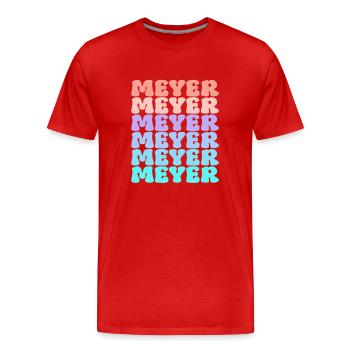 Nom de famille Meyer Retro - T-shirt bio Premium Homme - rouge - Devant - Damien (186cm)