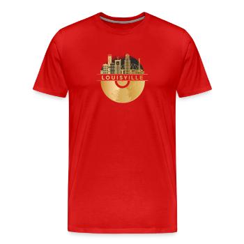 Disque vinyle Musique Skyline-USA-Louisville - T-shirt bio Premium Homme - rouge - Devant - Damien (186cm)