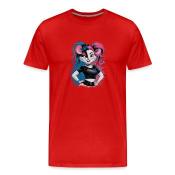 Punk Mouse with Pink and Blue Hair Retro Style - Men's Premium Organic T-Shirt - red - Front - Damien (186cm)