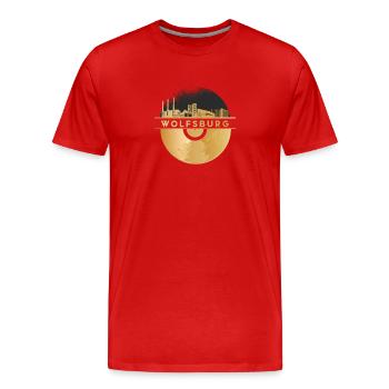 Disque vinyle Musique Skyline-Wolfsburg - T-shirt bio Premium Homme - rouge - Devant - Damien (186cm)