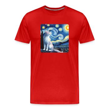 Katze Gemälde Kunst, Katzenbesitzer - Männer Premium Bio T-Shirt - Rot - Vorne - Damien (186cm)