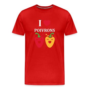 Humour poivron - T-shirt bio Premium Homme - rouge - Devant - Damien (186cm)