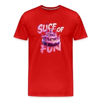 A CAKE, SLICE OF FUN - Men's Premium Organic T-Shirt - red - Front - Damien (186cm)