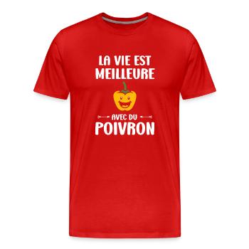 Humour poivron - T-shirt bio Premium Homme - rouge - Devant - Damien (186cm)