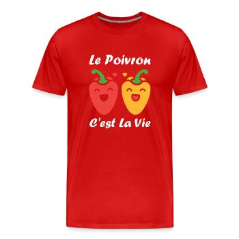 Humour poivron - T-shirt bio Premium Homme - rouge - Devant - Damien (186cm)