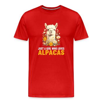 Alpaga Alpagas Alpaga - T-shirt bio Premium Homme - rouge - Devant - Damien (186cm)