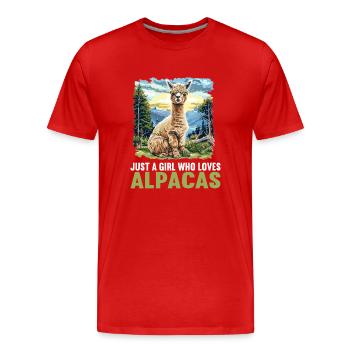 Alpaca Alpakas Alpaka - Männer Premium Bio T-Shirt - Rot - Vorne - Damien (186cm)