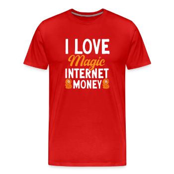 Bitcoin Kryptowährung BTC Crypto Trader - Männer Premium Bio T-Shirt - Rot - Vorne - Damien (186cm)