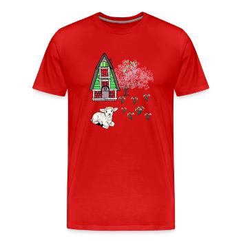 Joyeuses Pâques Agneau Schaff Pâques Nature Printemps - T-shirt bio Premium Homme - rouge - Devant - Damien (186cm)