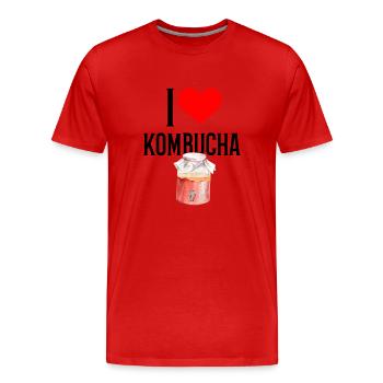 J’aime le thé fermenté KOMBUCHA - T-shirt bio Premium Homme - rouge - Devant - Damien (186cm)