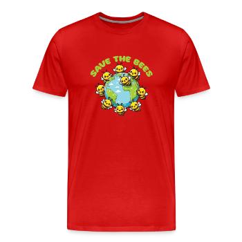 Rettet die Erde Bienen leben hier Save The Bees - Männer Premium Bio T-Shirt - Rot - Vorne - Damien (186cm)