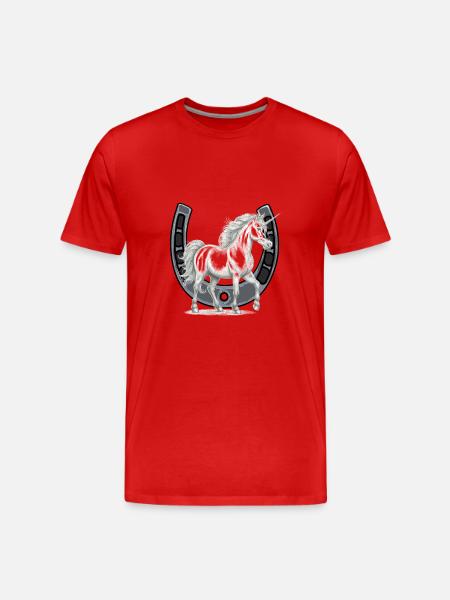 Hoefijzer Eenhoorn Eenhoorns Paard Paarden - Mannen premium biologisch T-shirt - rood