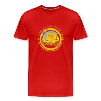 Modelling - Men's Premium Organic T-Shirt - red - Front - Damien (186cm)
