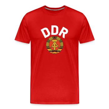 DDR Wappen, Osten, Ossi Geschenk - Männer Premium Bio T-Shirt - Rot - Vorne - Damien (186cm)