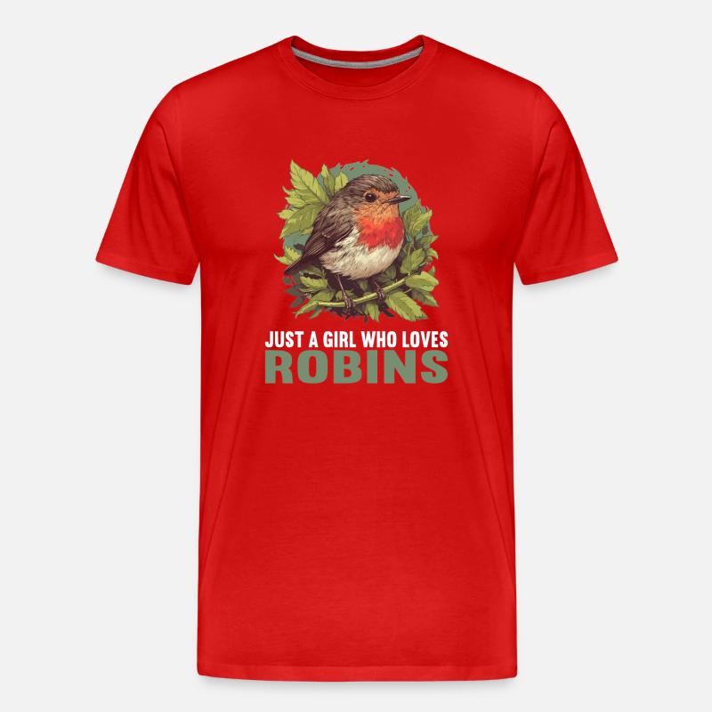 Robin Rotkehlchen - Männer Premium Bio T-Shirt - Rot