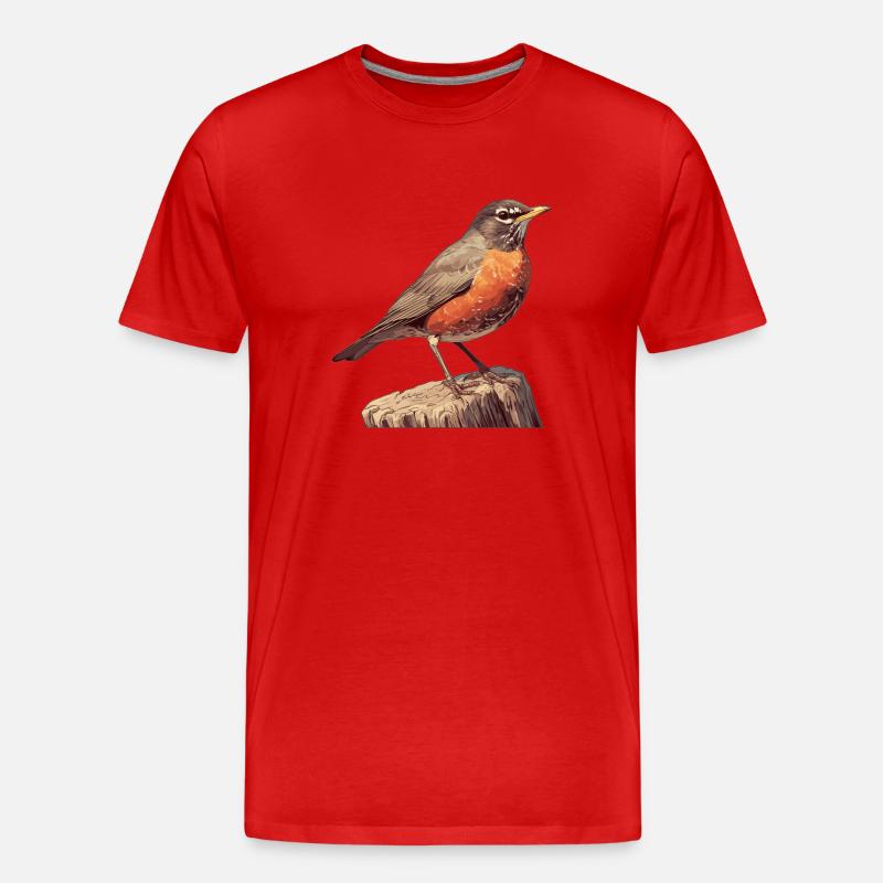Robin Rotkehlchen - Männer Premium Bio T-Shirt - Rot