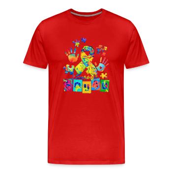 Autismus Superheld Betreuer Puzzle Kinder Anomal - Männer Premium Bio T-Shirt - Rot - Vorne - Damien (186cm)