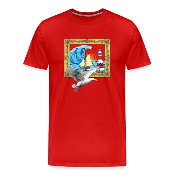 Mouette Mouettes maritimes Phare des oiseaux de mer - T-shirt bio Premium Homme - rouge - Devant - Damien (186cm)