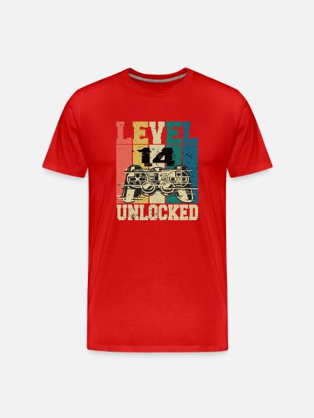 Level 14 Unlocked - Men's Premium Organic T-Shirt - red