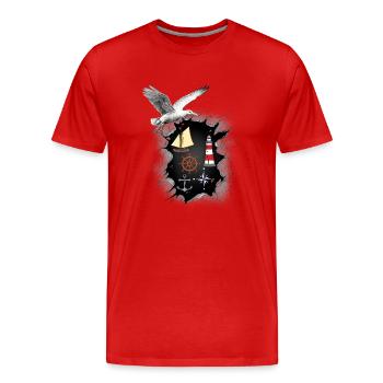 Mouette Mouettes maritimes Phare des oiseaux de mer - T-shirt bio Premium Homme - rouge - Devant - Damien (186cm)