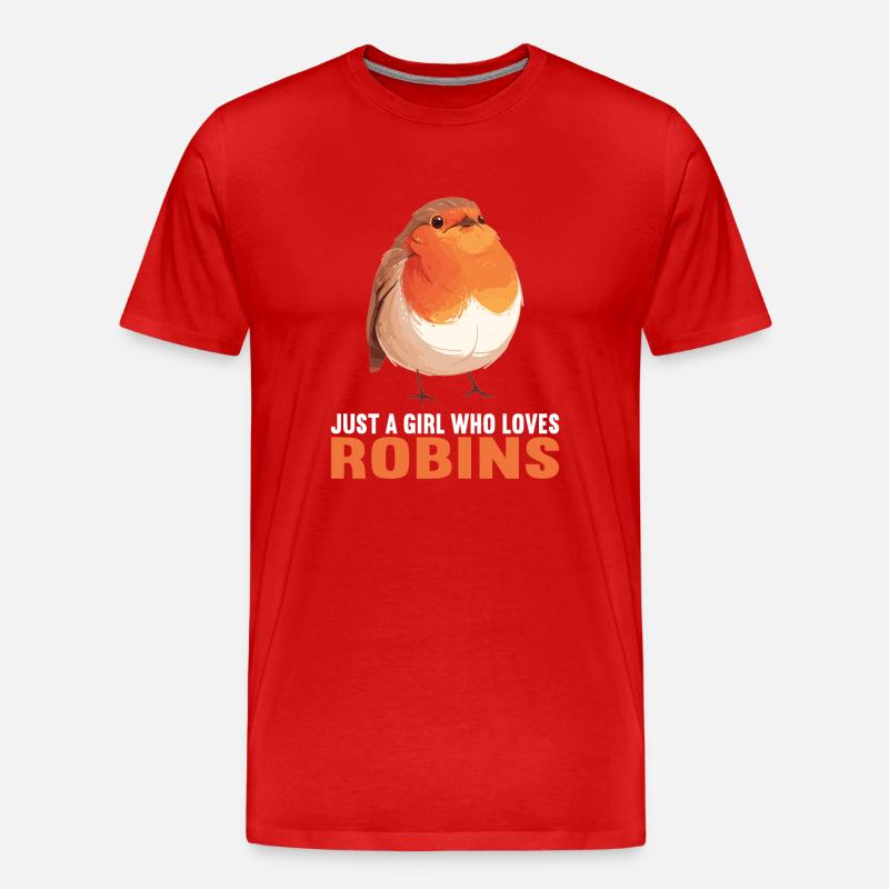 Robin Rotkehlchen - Männer Premium Bio T-Shirt - Rot