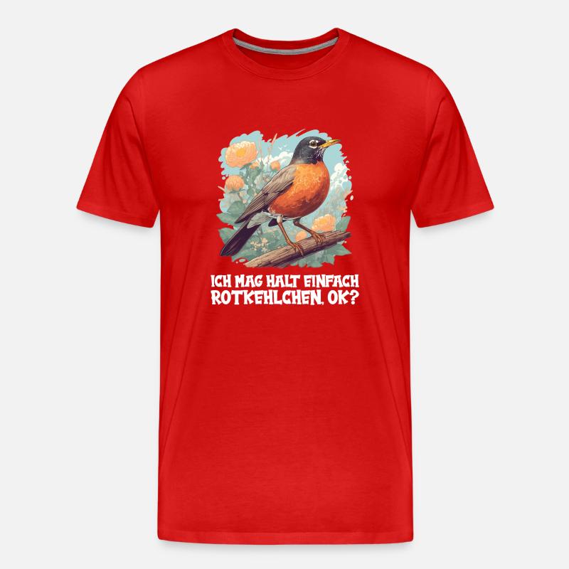 Robin Rotkehlchen - Männer Premium Bio T-Shirt - Rot