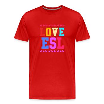 Professeur d’anglais Professeur d’anglais - T-shirt bio Premium Homme - rouge - Devant - Damien (186cm)