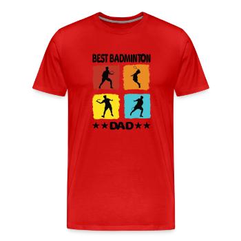 Meilleur père de badminton - T-shirt bio Premium Homme - rouge - Devant - Damien (186cm)