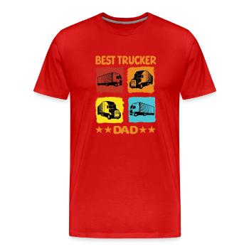 Meilleur père camionneur - T-shirt bio Premium Homme - rouge - Devant - Damien (186cm)