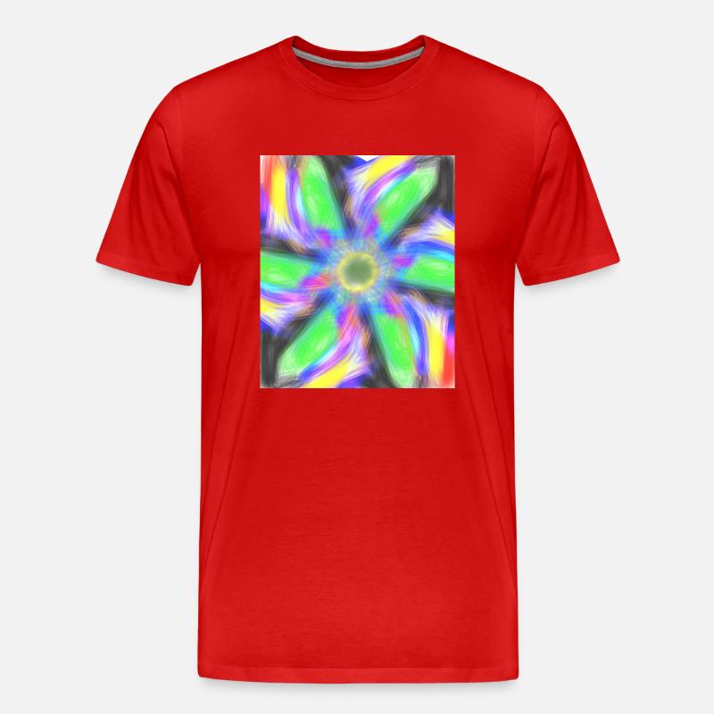 Psychedelische abstrakte Blume - Männer Premium Bio T-Shirt - Rot