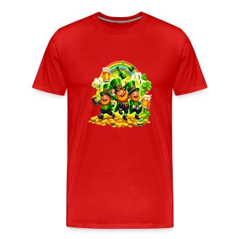 Lutin-arc-en-ciel (Lutin-du-Irlandais - T-shirt bio Premium Homme - rouge - Devant - Damien (186cm)