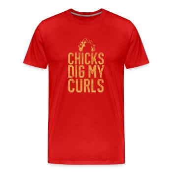 Cheveux bouclés Boucles afro Cheveux naturels - T-shirt bio Premium Homme - rouge - Devant - Damien (186cm)