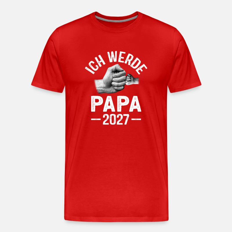 Ich werde Papa 2027 - Männer Premium Bio T-Shirt - Rot