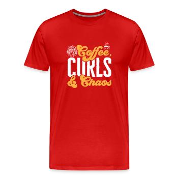 Cheveux bouclés Boucles afro Cheveux naturels - T-shirt bio Premium Homme - rouge - Devant - Damien (186cm)