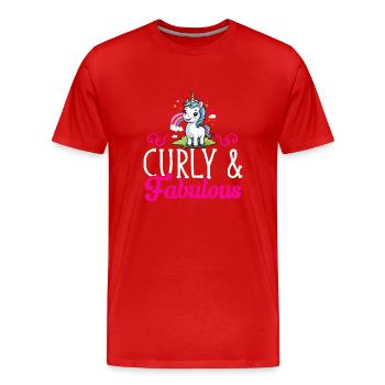 Cheveux bouclés Boucles afro Cheveux naturels - T-shirt bio Premium Homme - rouge - Devant - Damien (186cm)