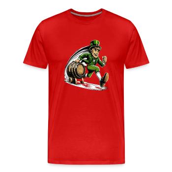 Rennender Leprechaun (Irischer Kobold) - Männer Premium Bio T-Shirt - Rot - Vorne - Damien (186cm)