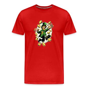 Lucky Leprechaun (Irish Leprechaun) - Men's Premium Organic T-Shirt - red - Front - Damien (186cm)