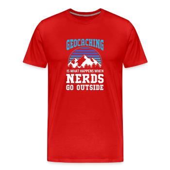 Geocaching Geocache Geocacher - Men's Premium Organic T-Shirt - red - Front - Damien (186cm)