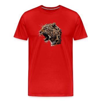 Leoparden Leopard - Men's Premium Organic T-Shirt - red - Front - Damien (186cm)