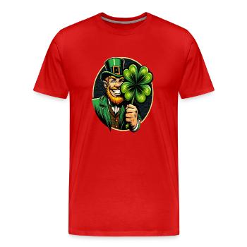 Shamrock Leprechaun (Irish Leprechaun) - Men's Premium Organic T-Shirt - red - Front - Damien (186cm)