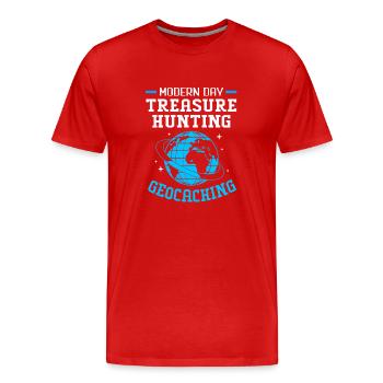 Geocaching Geocache Geocacher - Men's Premium Organic T-Shirt - red - Front - Damien (186cm)