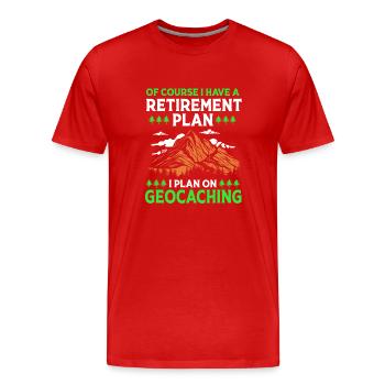 Geocaching Geocache Geocacher Pension - Men's Premium Organic T-Shirt - red - Front - Damien (186cm)