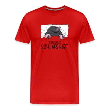 Offizielles Schlafshirt Maulwurf Schlafanzug - Männer Premium Bio T-Shirt - Rot - Vorne - Damien (186cm)