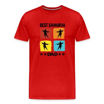 Meilleur père samouraï - T-shirt bio Premium Homme - rouge - Devant - Damien (186cm)