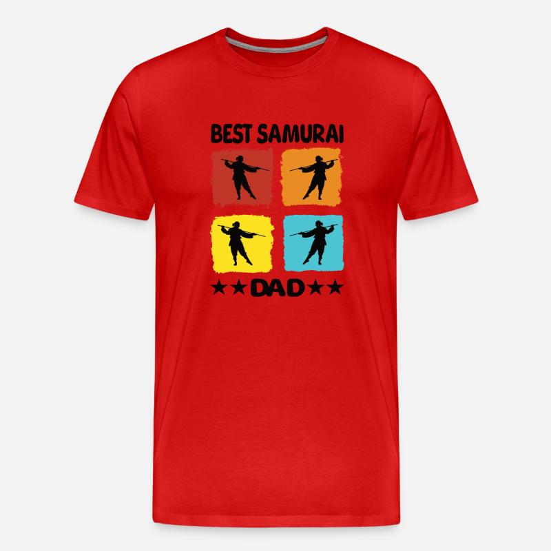 Best Samurai Dad - Männer Premium Bio T-Shirt - Rot